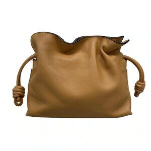 Auth LOEWE Flamenco clutch medium A411FC2X05 Light Brown Nappa Calf Clutch Bag